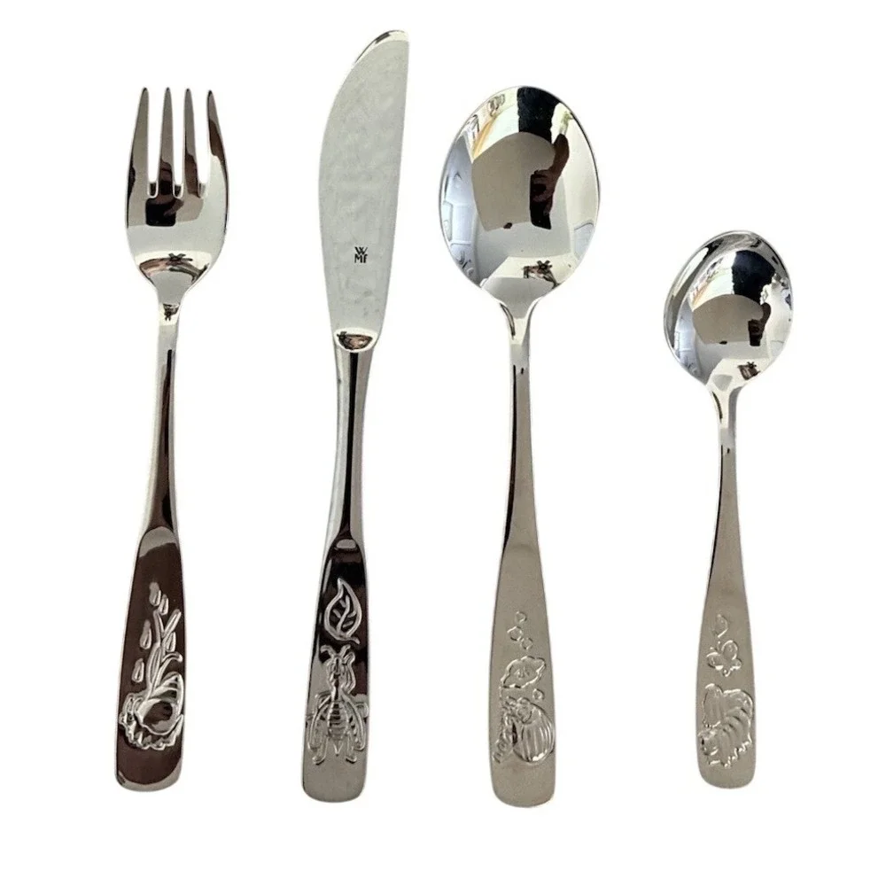 WMF  Cromargan Children's Cutlery Set Bugs Snail Bee Beetle Caterpillar 4 Pc NEW